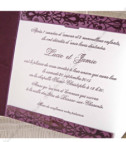 <p>Оригинальное по дизайну, стильное приглашение в фиолетовом цвете. текст печатается на кремовом картоне-вкладыше. В стоимость открытки включен конверт кремового цвета.</p>