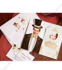 <p>Оригинальное приглашение на свадьбу из текстурированного картона. Приглашение складывается на три части. Текст печатается на центральной. В открытку можно вложить фотографии жениха и невесты, так как с внешней стороны изображены их свадебные наряды. В стоимость включен конверт.&nbsp;</p>