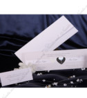 <p>Стильное приглашение европейского дизайном. Декорированный дизайнерский пластик закрывает текст приглашения с помощью застёжки из оригинальных сердец, выполненных в виде жениха и невесты.&nbsp;(Количество ограничено)</p>
